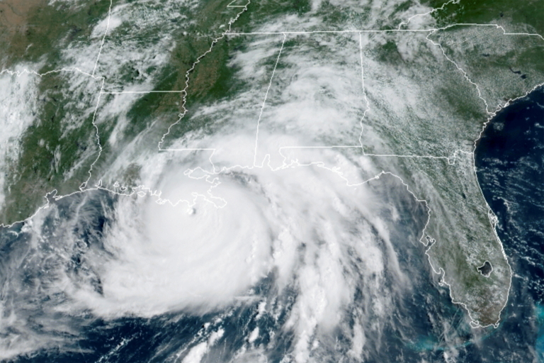 A satellite image shows Hurricane Ida